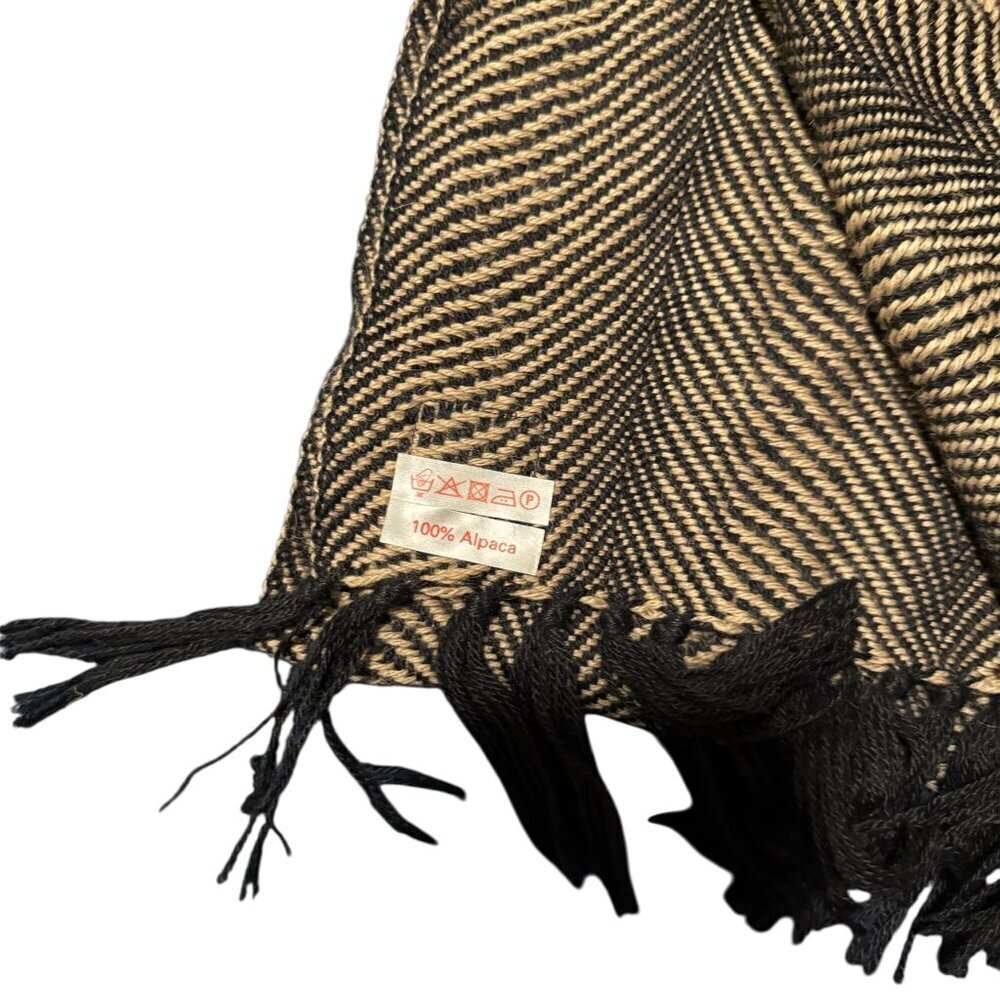 Vintage Lisbeth Mulcahy Alpaca Scarf – Undulating Pattern – Black & Camel – 100% - Picture 4 of 4